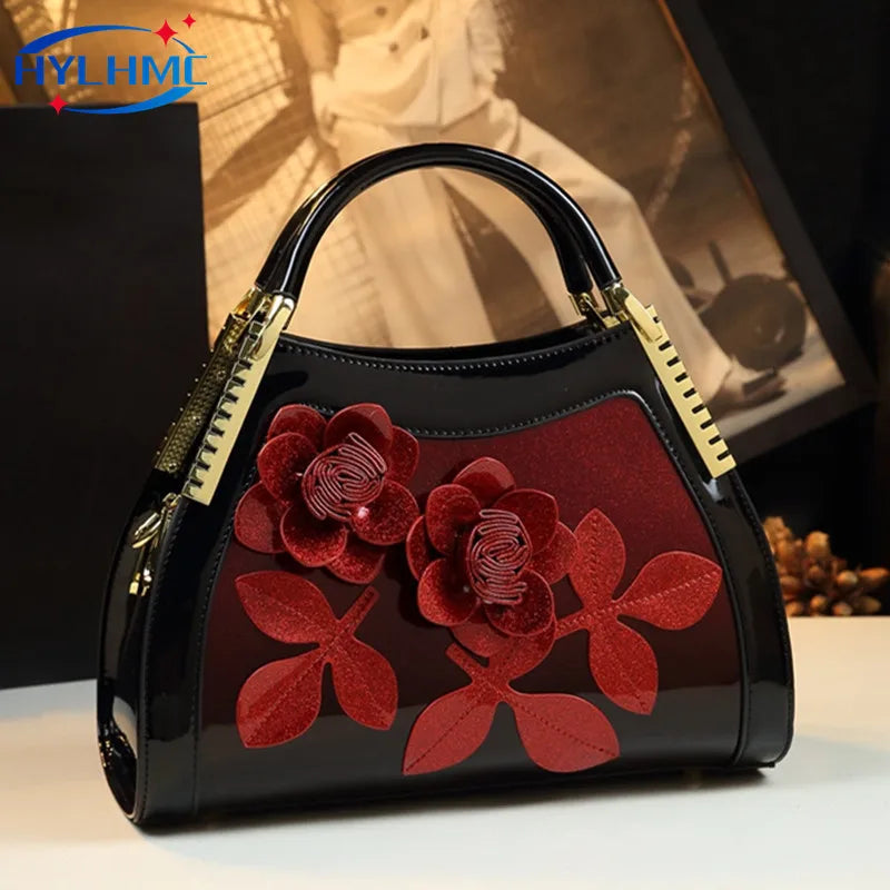 2026 Luxury Fashion Genuine Leather Women Handbags Shoulder Messenger Bag Female  New Large Capacity Flower Crossbody Tote Bags