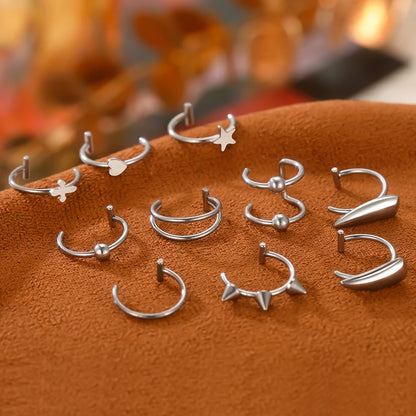 1PC Stainless Steel Fake Nose Ring Hoop Septum Rings Non-Pierced C Clip Lip Ring Earring Fake Nose Piercings Women Body Jewelry
