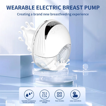 Wearable Breast Pump Silent Hands Free Electric Breast Pump with LED Display 4 Modes 12 Levels Comfort Milk Collector BPA-free