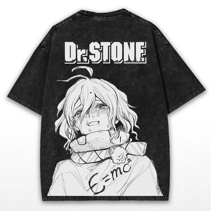 Suika Dr.STONE Anime Asagiri Gen Washed T-shirt Oversized Tee Shirt Summer Short Sleeve Cotton Tops Men Women Clothing
