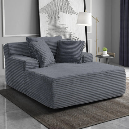 66" Oversized Cloud Sofa Bed, No Assembly Required Faux Fur Chaise Lounge with Pillow, Luxury Boneless Reading Chair for Living Room