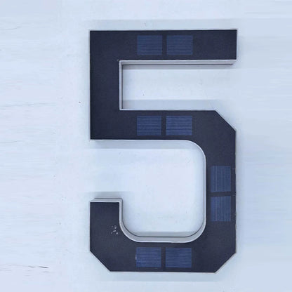 LED Solar House Number Light Waterproof Address Sign Modern Light Sensor Door Plate for Outdoor Home Yard Wall Decoration Use
