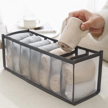 6-Grid Foldable Drawer Divider Underwear Storage Box, Wardrobe Organizer for Bras, Socks & Lingerie, Closet Storage Container