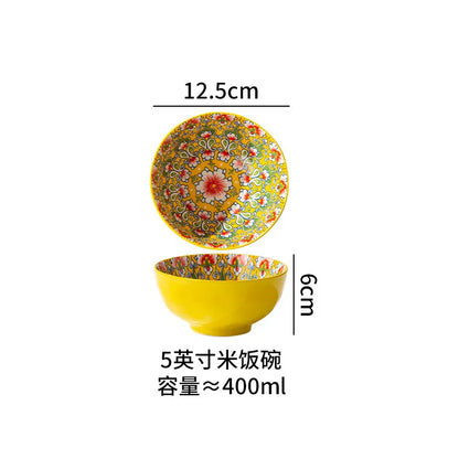 Ceramic Tableware Set Rice Bowl Serving Plate Creative Cutlery Soup Plate Noodle Handle Bowl Sauce Dish Steak Salad Fruit Plate
