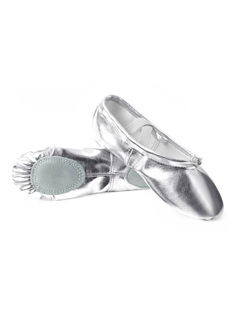 Men's And Women's Ballet Gold Silver PU Material Lace-up Soft Soled Dancing Shoes