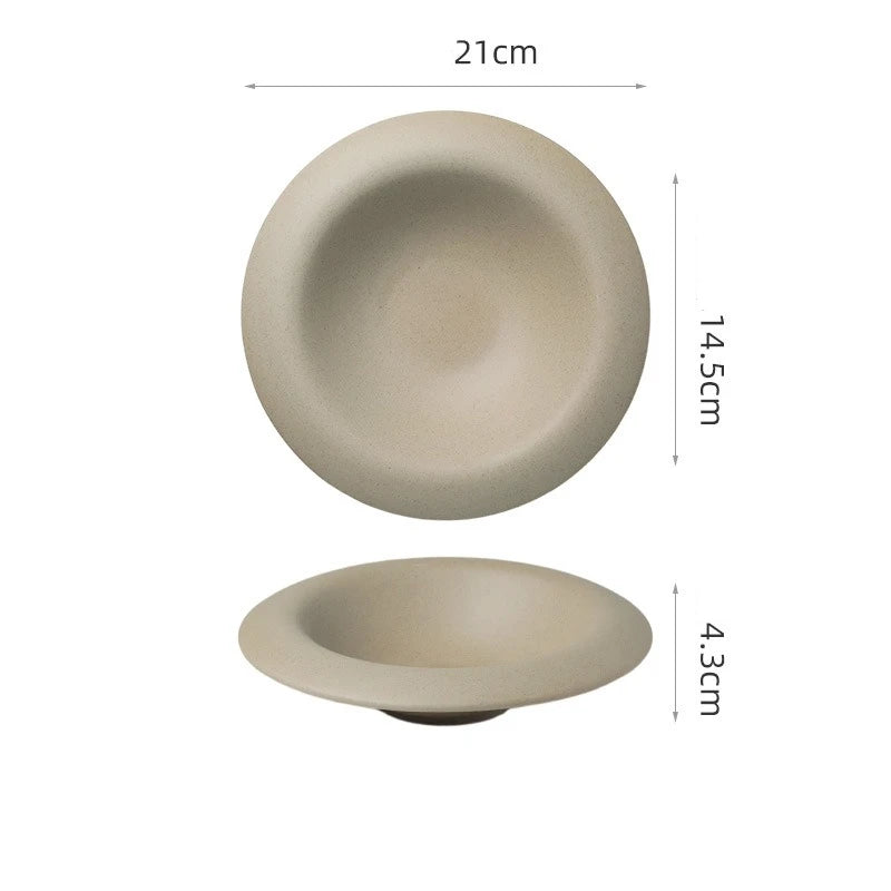 Vintage French Ceramic Straw Hat Plate Wide Rim Deep Bowl Luxury Hotel Restaurant Tableware Soup Pasta Dessert Serving Plates