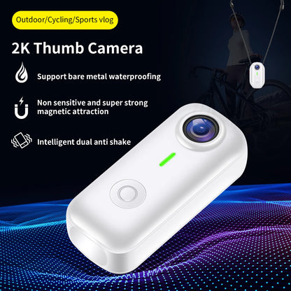 Mini Magnetic Thumb Action Cam 120° Wide Angle Smart Anti Shake For Bike Vlog Motorcycle Daily School Recording And Cycling