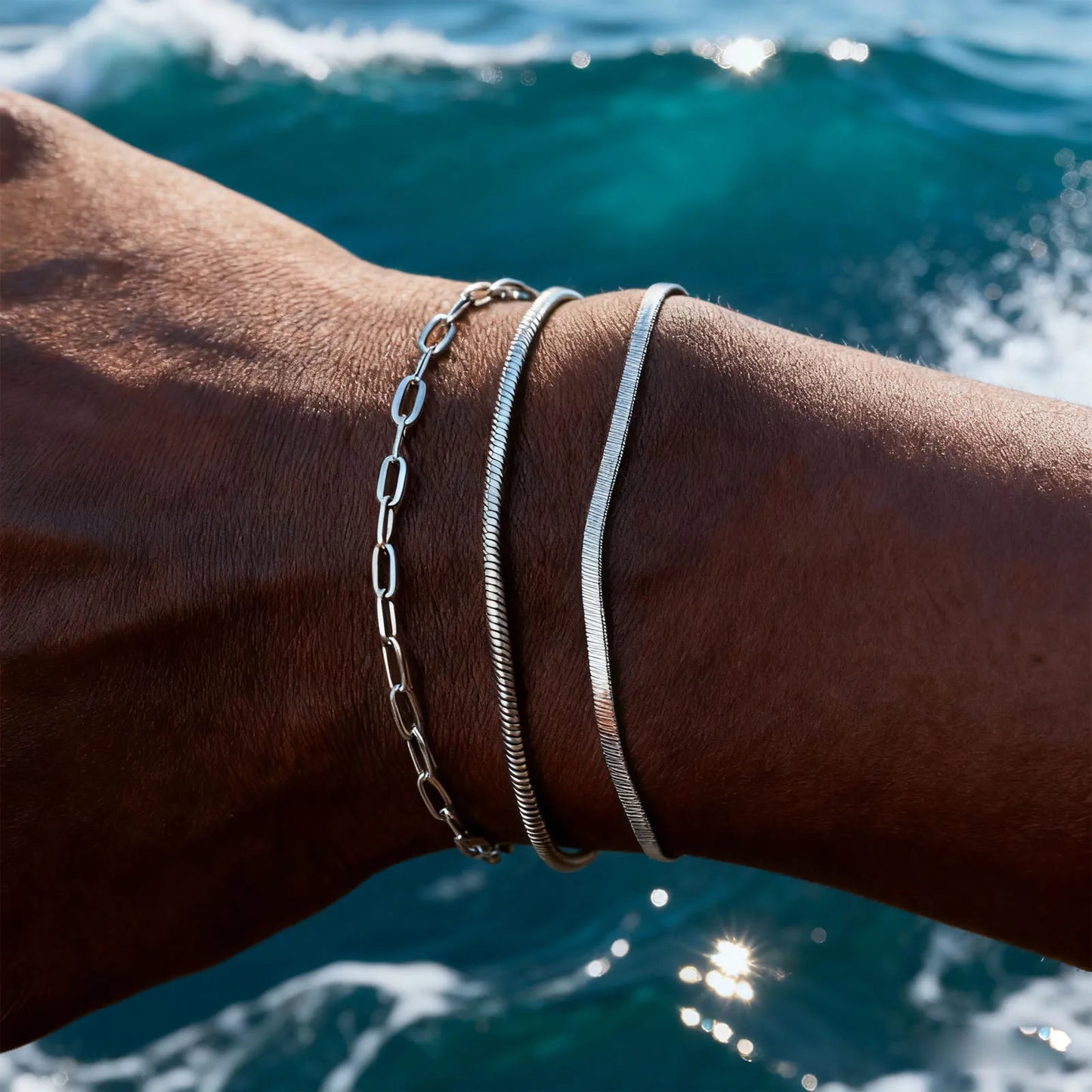 1/2/3pcs Chain Bracelet for, Stainless Steel Twisted Rope Cuban Chain