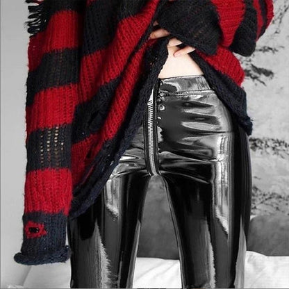 Zipper leather open crotch pants exotic bottoms adult supplies 18+ women sex wear accessories crotchless Outdoor sexy lingerie