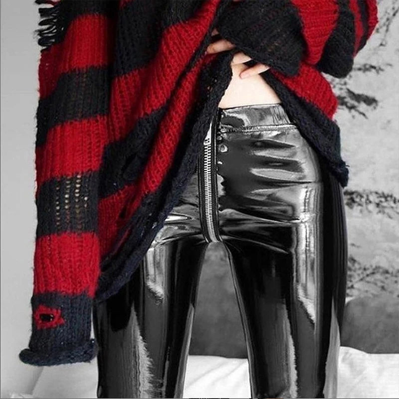 Zipper leather open crotch pants exotic bottoms adult supplies 18+ women sex wear accessories crotchless Outdoor sexy lingerie
