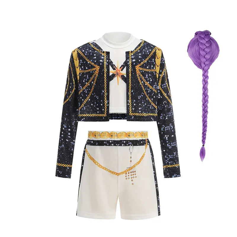 Kids Korean Singer Dance Costume Set Halloween Carnival Cosplay Outfit Girls Stage Performance Role Play Clothes