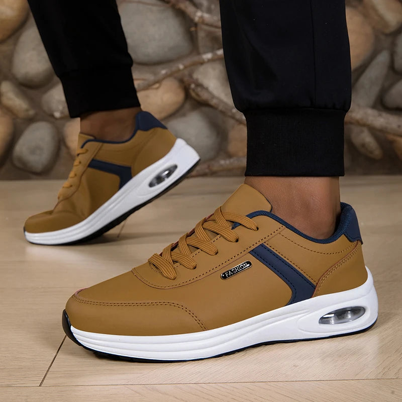 Men's Casual Sports Shoes Waterproof Walking Sports Shoes Casual Men's Leather Sports Shoes Non-slip Shoes Men's Tennis Shoes