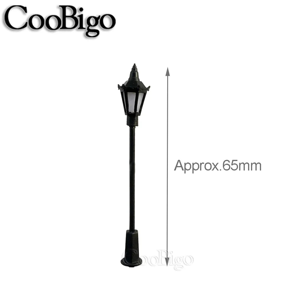 10pcs Micro Street Lamp Road Streetlight Mini Lamppost Light LED Lighting Miniature Model DIY Craft Garden Landscape  Decoration