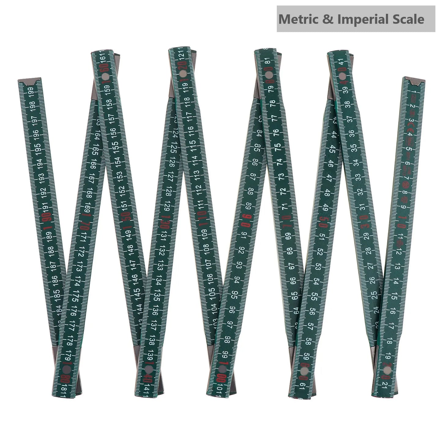 2M Metric & Imperial Scale Folding Wood Ruler Multifunctional Measuring Tools for Teaching / Drawing