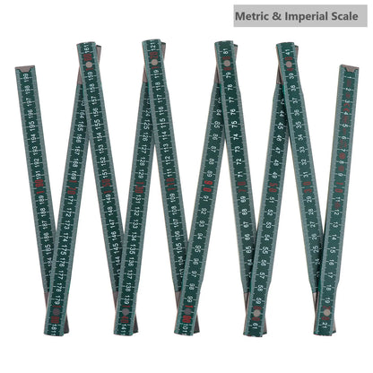 2M Metric & Imperial Scale Folding Wood Ruler Multifunctional Measuring Tools for Teaching / Drawing