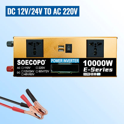 SOECOPO 10000W Complete Solar Kit 2×500W Panels, 12V/24V To 110V/220V Inverter Two Socket 100A Controller – For Home Camping