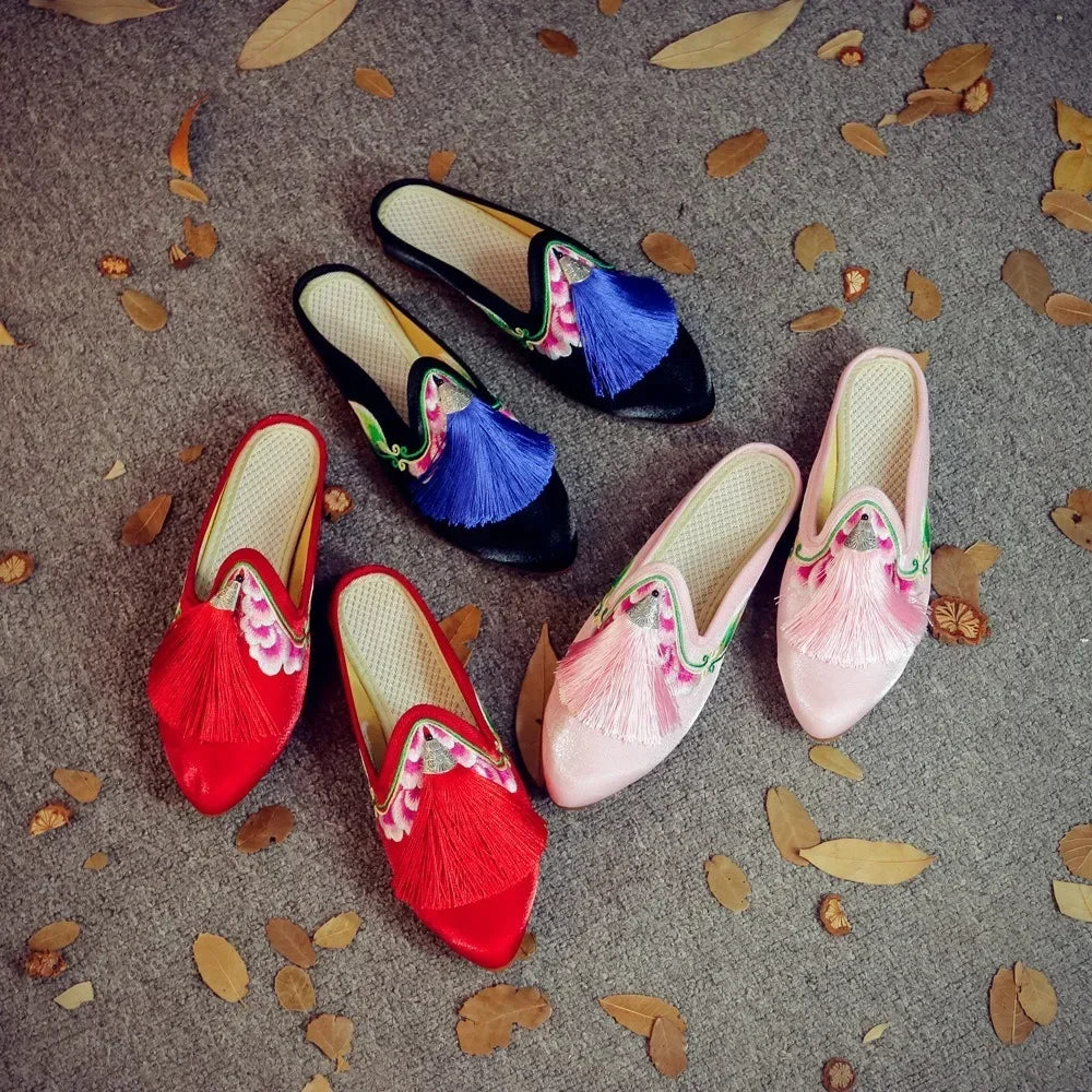 Embroidered Wedge Slippers | Vintage Boho-Style Sandals | Women's Casual Streetwear Footwear