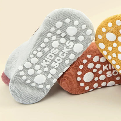 6 Pairs/Lot Cotton Baby Anti-slip Boat Socks For Boys Girls Low Cut Floor Kids Toddler Sock With Rubber Grips For 0-5Years