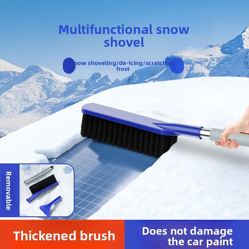 2-in-1 Car Snow Removal Brush & Ice Scraper | Multi-Functional Winter Snow Shovel with Extendable Handle | Auto Windshield Defrost Tool