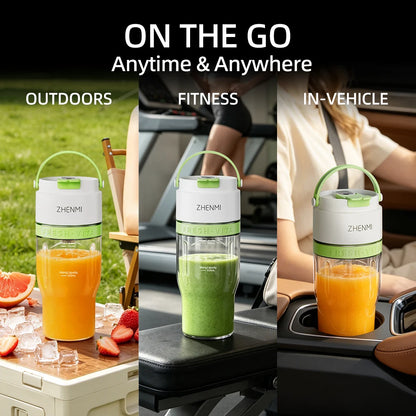 ZHENMI J27 BPA-Free Cordless Portable Personal Blender – 24oz Ice Crushing Blender for Shakes & Smoothies, USB Rechargeable, Lightweight & Compact Design with Modern Look, Easy to Clean, Fits Most Cup Holders & Backpacks, D