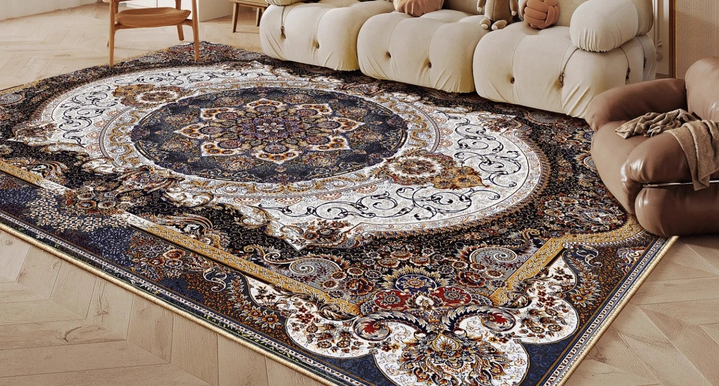 Ethnic Style Bedroom Decor Retro Carpet Light Luxury Carpets for Living Room Washable Lounge Soft Floor Mat Anti-slip Study Rug