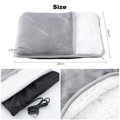 Foot Warmer USB Foot Heater Electric Foot Heating Pad Fast Heating Soft Plush Electric Foot Warmer for Home Heated Feet Warmer