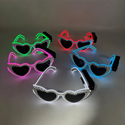 Wireless Luminous Just Married Glasses Glow in the Dark Glasses LED Light Up Glasses for Wedding Bride to Be Party Props