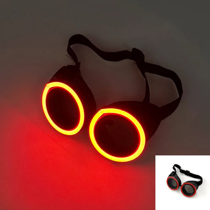 New arrive Round Shape LED Luminous Glasses with Dark Lens Rezz Style Neon Glow Goggles Glow in The Dark Night Club Party Props