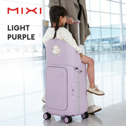 Mixi New Design 20 Inch Ride On Suitcase for Kids Luggage with Seat PC Aluminum Frame Check in Lugguage