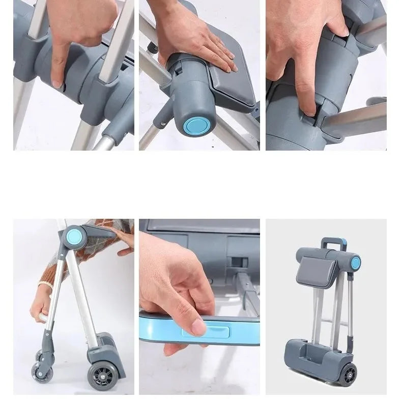 Children Travel Suitcase with Seat Design Kids Trolley Case Multifunctional Stroller Suitcase Can Sit and Ride Carry on Luggage