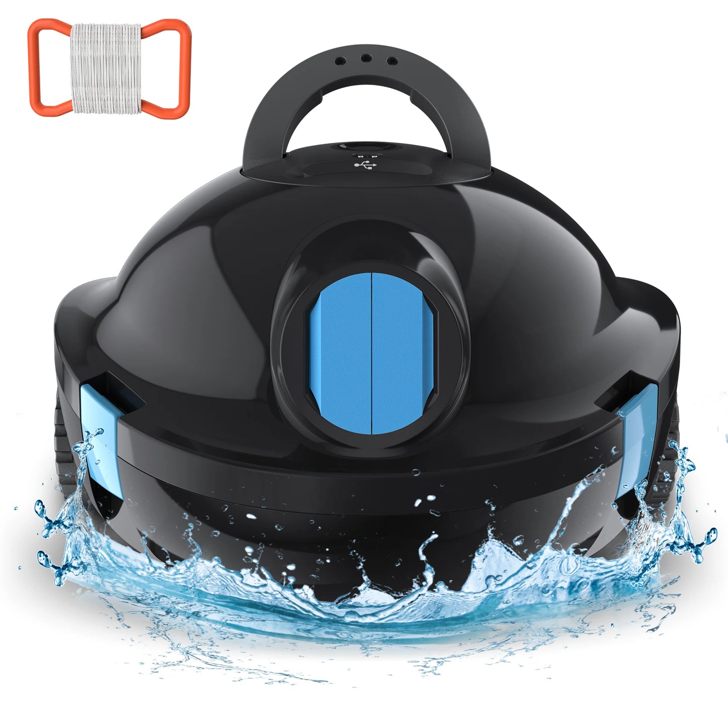 INSE Y10 Cordless Robotic Pool Cleaner,90 Mins Runtime,Self-Parking, for Above/Inground Pools Up to 65ft/1100 Sq.Ft (Black))