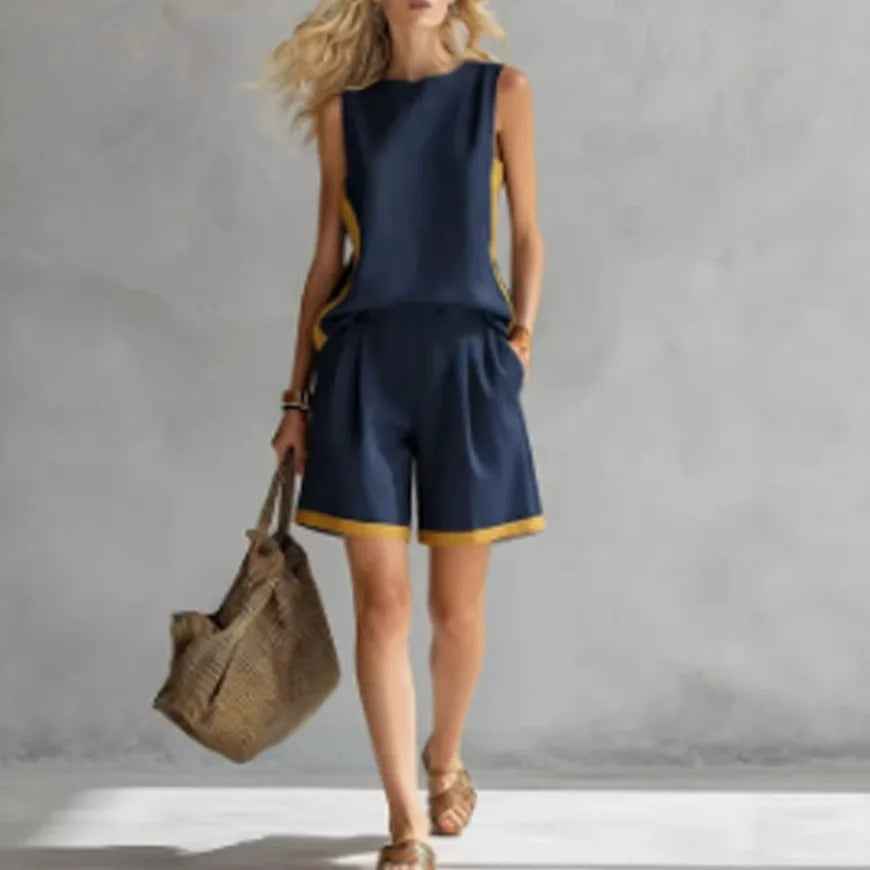 2026 Summer New Sleeveless Vest Shorts Suit Women's Casual Loose Two-Piece Set Suit Resort Style Fashion Pockets Women Clothing