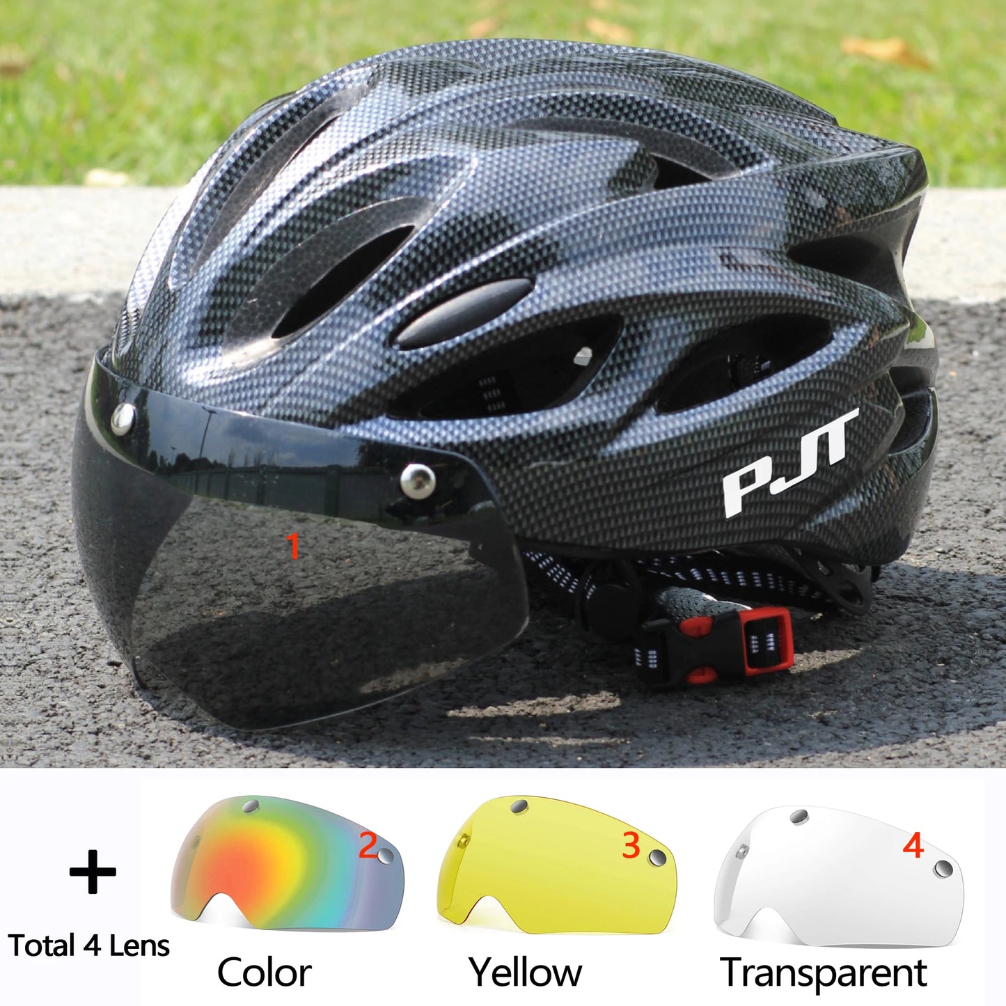 PJT Ultra-Light Magnetic Goggles Bicycle Helmet Lightweight PC Shell & EPS Foam Construction Cycling Helmet MTB Bike Helmet