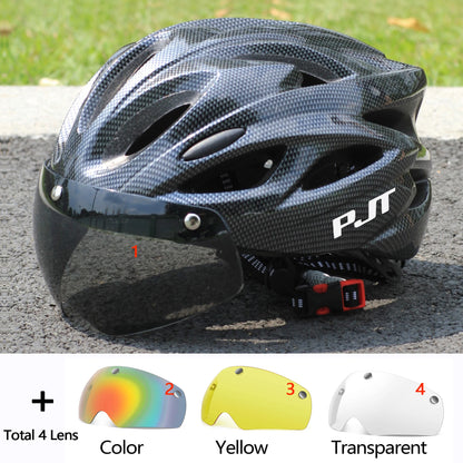 PJT Ultra-Light Magnetic Goggles Bicycle Helmet Lightweight PC Shell & EPS Foam Construction Cycling Helmet MTB Bike Helmet