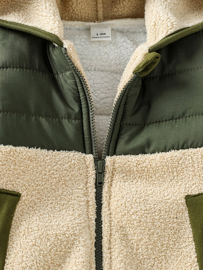 Cute Newborn Baby Romper Winter Thicken Fleece Warm Clothes Infant Hooded Bear Ear Onesie Toddler Boy Girl Jumpsuits For 0-24M