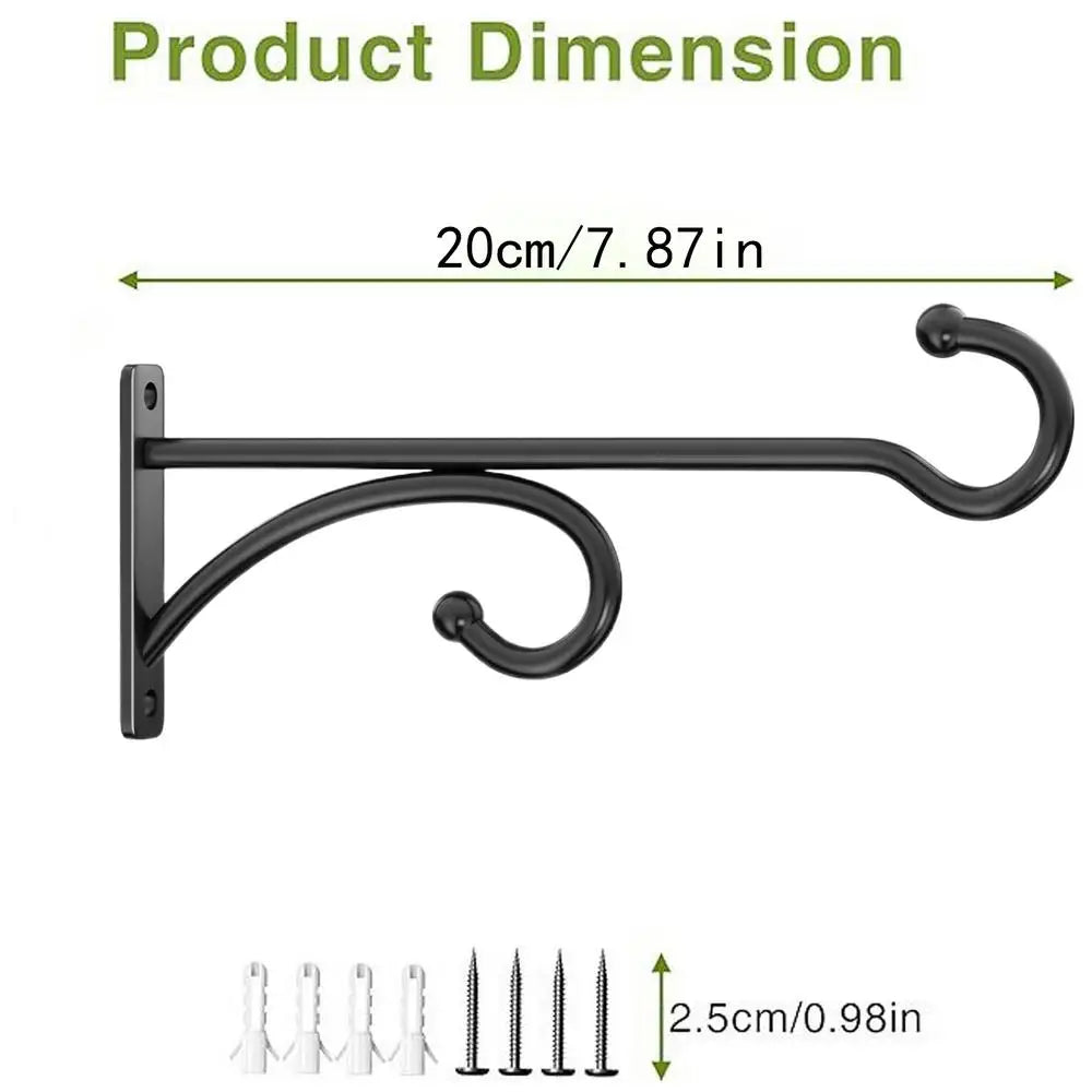 Wall-Mounted Hook Flower Pot Holder 2pcs Outdoor Hanging Plant Stand Planter Hanger Iron Flowerpot Garden Decoration