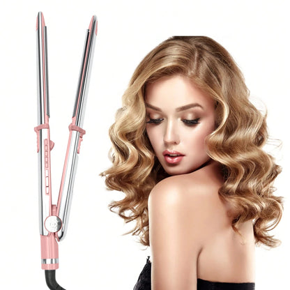 2-in-1 Straightener & Curler: 1-Inch Ceramic Ionic Flat Iron with Rapid Heating Technology; Anti-Frizz and Anti-Scald Design