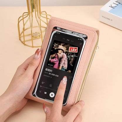 Women’s Mini Crossbody Handbag Purse, Touch Screen Phone BagS, Multi Card Zipper PU Leather Shoulder Bags for Daily Shopp Dating