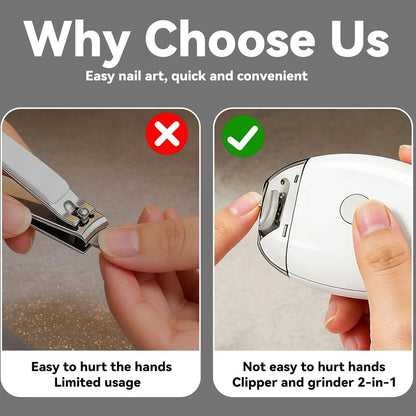 2 IN 1 Electric Nail Trimmer With LED Light Automatic Nail Grinder Trimmer For Baby Adult Mini Manicure Tools Nail Care