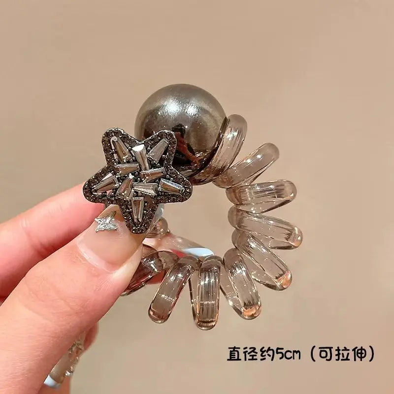 rope adult telephone cable ring Rabbit Cute Hair Ring Large Frosted Adult Hair Tie  head ring Children's telephone hephone Cable