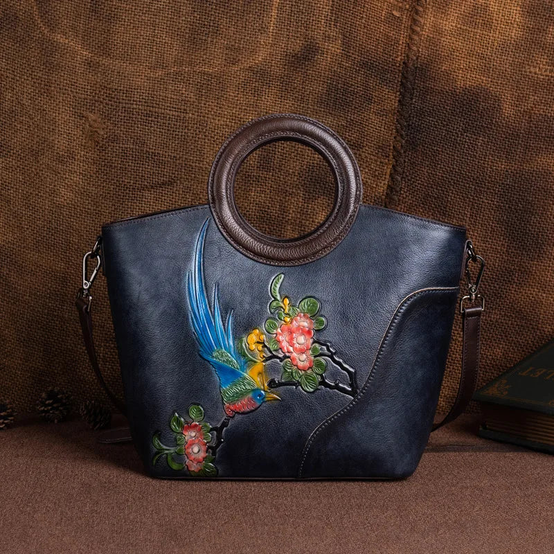 New Genuine Leather Women's Bag Fashionable Ladies' Handbag Retro Large-capacity Single-shoulder Crossbody Top Layer Cowhide