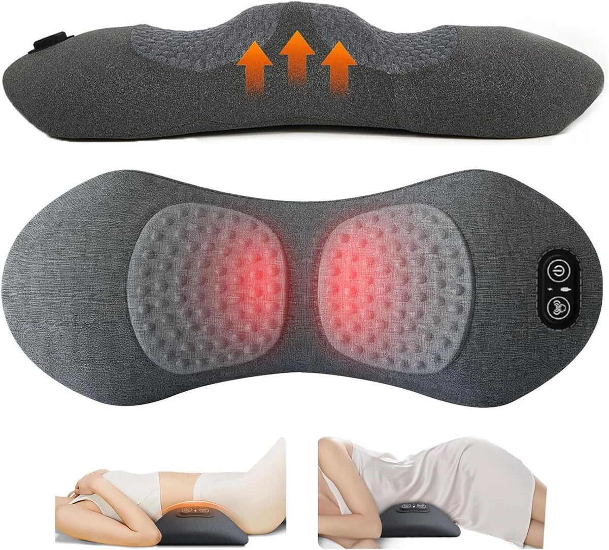 3 in 1 Back Massager Hot Compress Vibration Traction Back Massager Lumbar Pain Back Support Massager Plug-in/Rechargeable