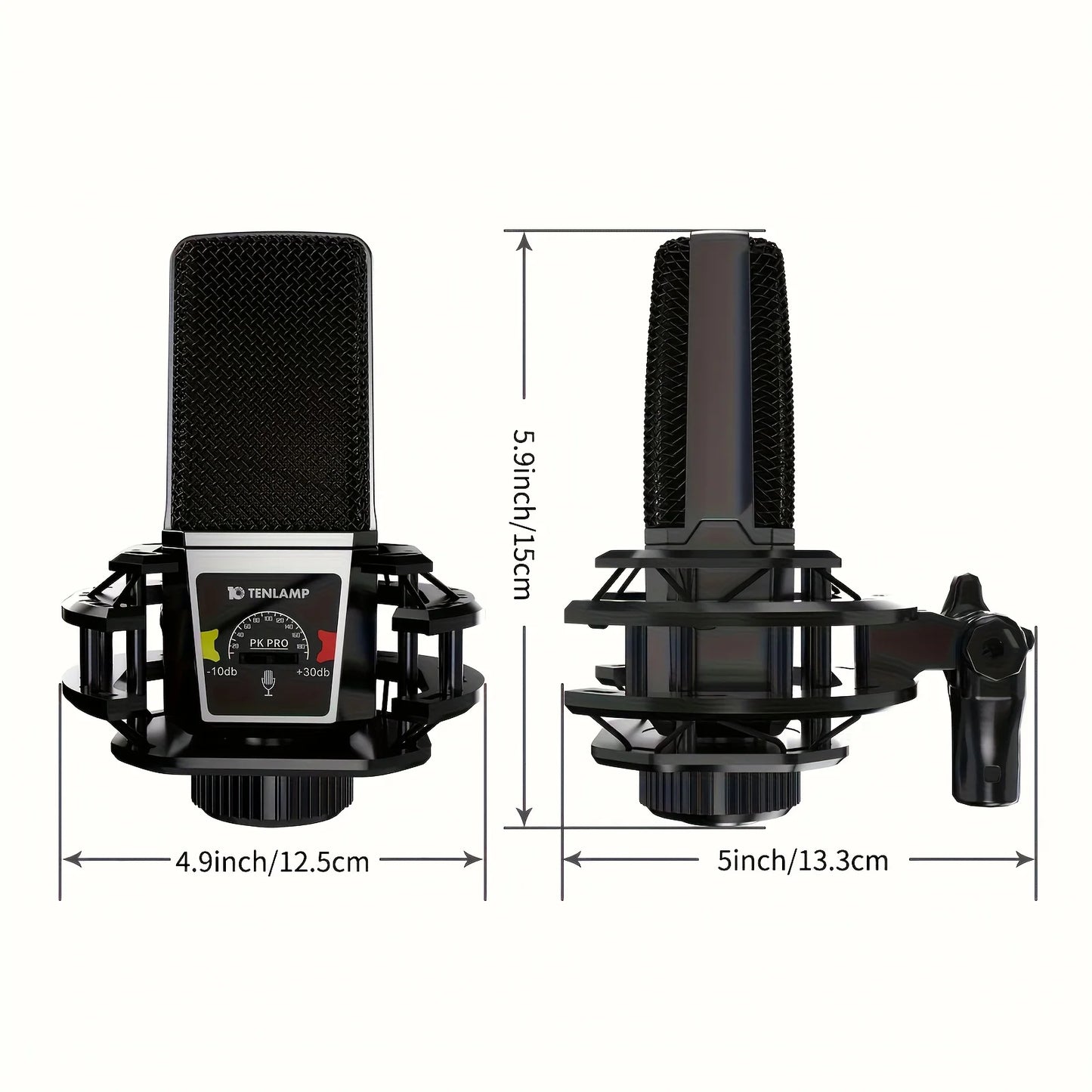 Tenlamp PKPRO Large Diaphragm Condenser Mic, 26mm Gold-Plated Head, Phantom Power, USB/XLR Dual-Circuit,  Gaming Streaming Podcast Mic with Stand, Noise Cancellation for PC PS5 Karaoke Video Conferencing