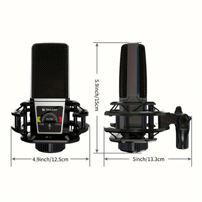 Tenlamp PKPRO Large Diaphragm Condenser Mic, 26mm Gold-Plated Head, Phantom Power, USB/XLR Dual-Circuit,  Gaming Streaming Podcast Mic with Stand, Noise Cancellation for PC PS5 Karaoke Video Conferencing