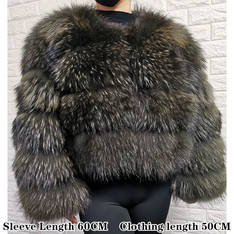 2026 Maomaokong Super Hot Winter Women Luxury Thick Real Raccoon Fur Coat Natural Fox Fur Jacket Plus Size Jackets Female Vest