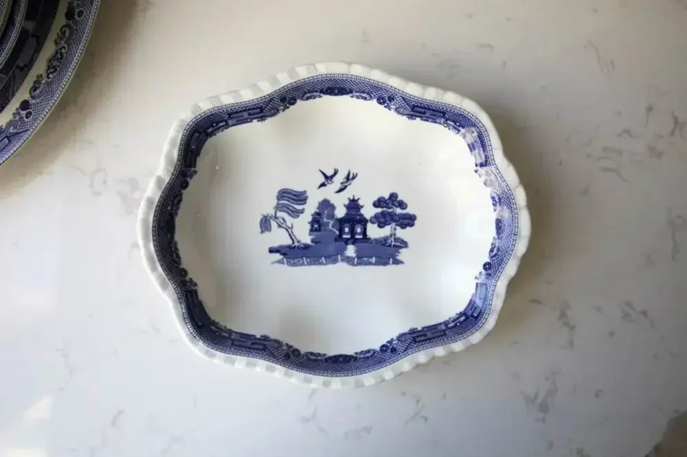 The Blue Willow Set Dinner Elegant England Ware Style Ceramic Breakfast Beef Plate Dishes Dessert Soup Dish Bowl