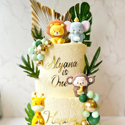 24PCS Cute Jungle Baby Shower Cake Decoration Safari Animals Cake Decoration Giraffe Monkey Elephant Lion Cake Topper