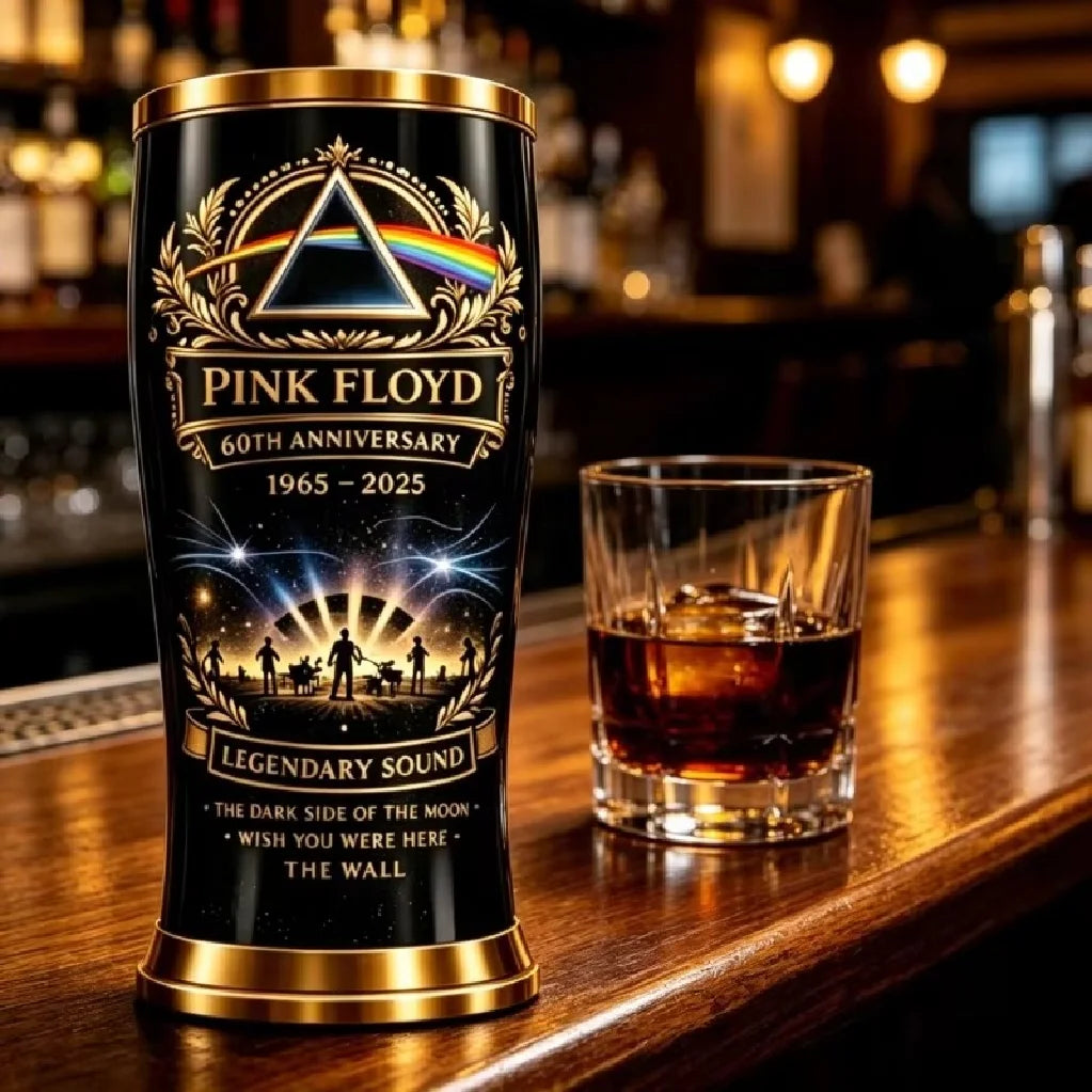 Pink Floyd 60th Anniversary Beer Mug The Dark Side Of The Moon Rock Band Drinking Cup Gothic Black Gold Barware For Fans Gift