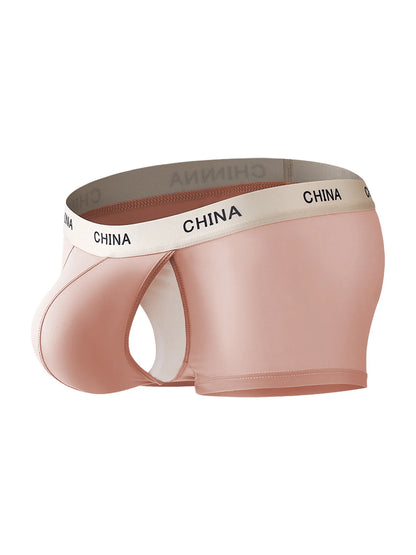 Men's Low Waist Open Front Boxer Shorts with Pouch Bulge Casual Solid Boxer Underwear