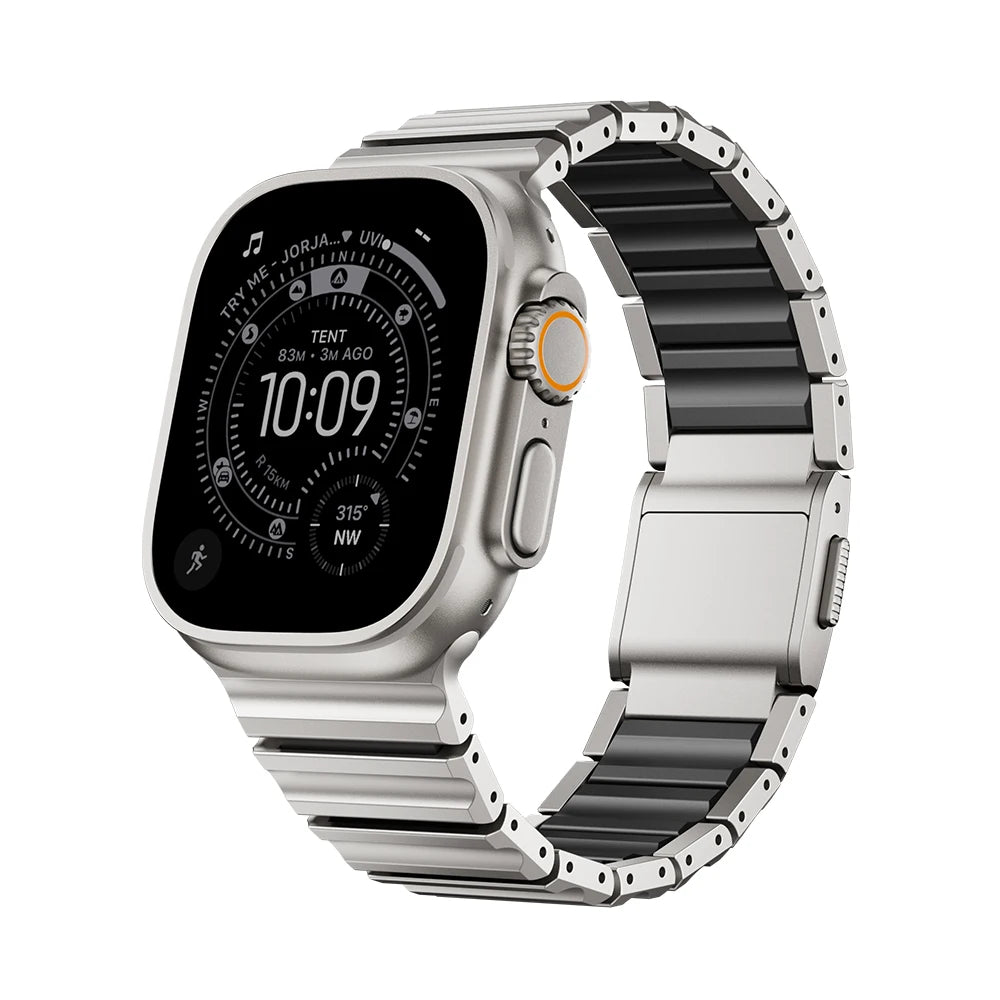 Titanium Fluororubber Strap for Apple Watch Ultra 4 3 2 49mm Series 12 11 10 46mm Magnetic Band for Iwatch 9 8 7 45mm 6 SE3 44mm